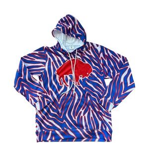 Harmony Hoodie Men Blue Red‎ White Zebra Buffalo Bills Print Pullover SIZE S